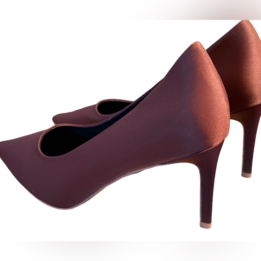 Smash NWT Sz 14 Beautiful Chocolate Brown Satin Like Stiletto High Heels (SH254) - Picture 6 of 12